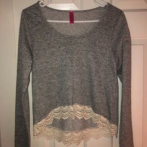 Grey & lace crop sweater